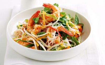 CUCUMBER NOODLE & GARLIC SHRIMP SALAD